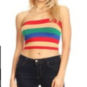 ,"Tube sock " style shirt   Any gorgeous rainbow